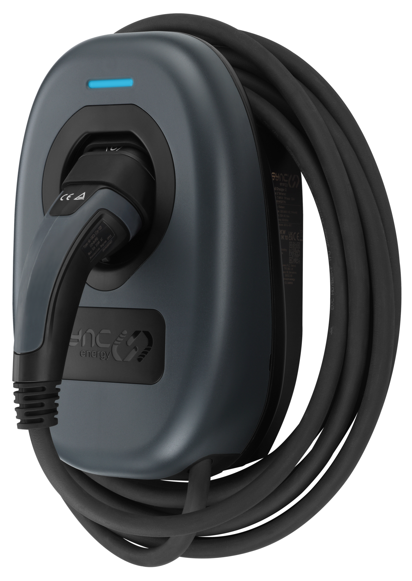 BG SyncEV 7.4kW Single Phase EV Charger Type 2 Tethered with Wi-Fi and LAN