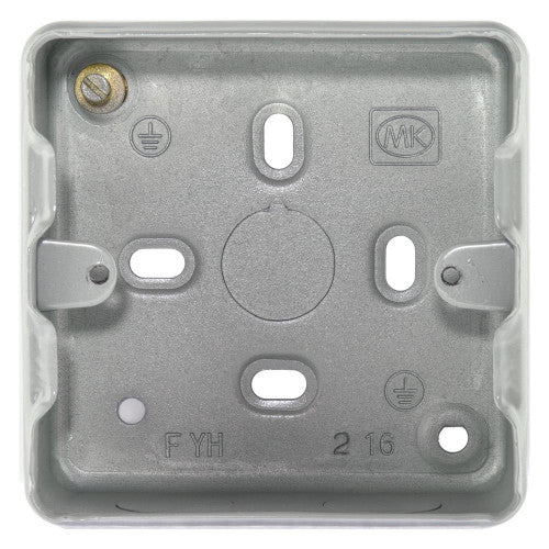 MK K8891ALM Grid Plus 1 Gang 40mm Metal Back Box with Knockouts