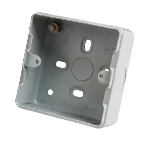 MK K8891ALM Grid Plus 1 Gang 40mm Metal Back Box with Knockouts