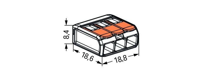 Wago 221-413 32A 4 mm² 3-conductor splicing connector with levers (Pack of 50)