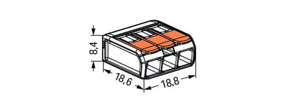 Wago 221-413 32A 4 mm² 3-conductor splicing connector with levers (Pack of 50)