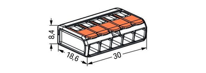 Wago 221 Series Compact Splicing Connectors, 0.14-6 mm2, Inline, 3, 4 & 5 Conductors.