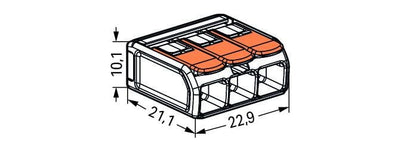 Wago 221 Series Compact Splicing Connectors, 0.14-6 mm2, Inline, 3, 4 & 5 Conductors.