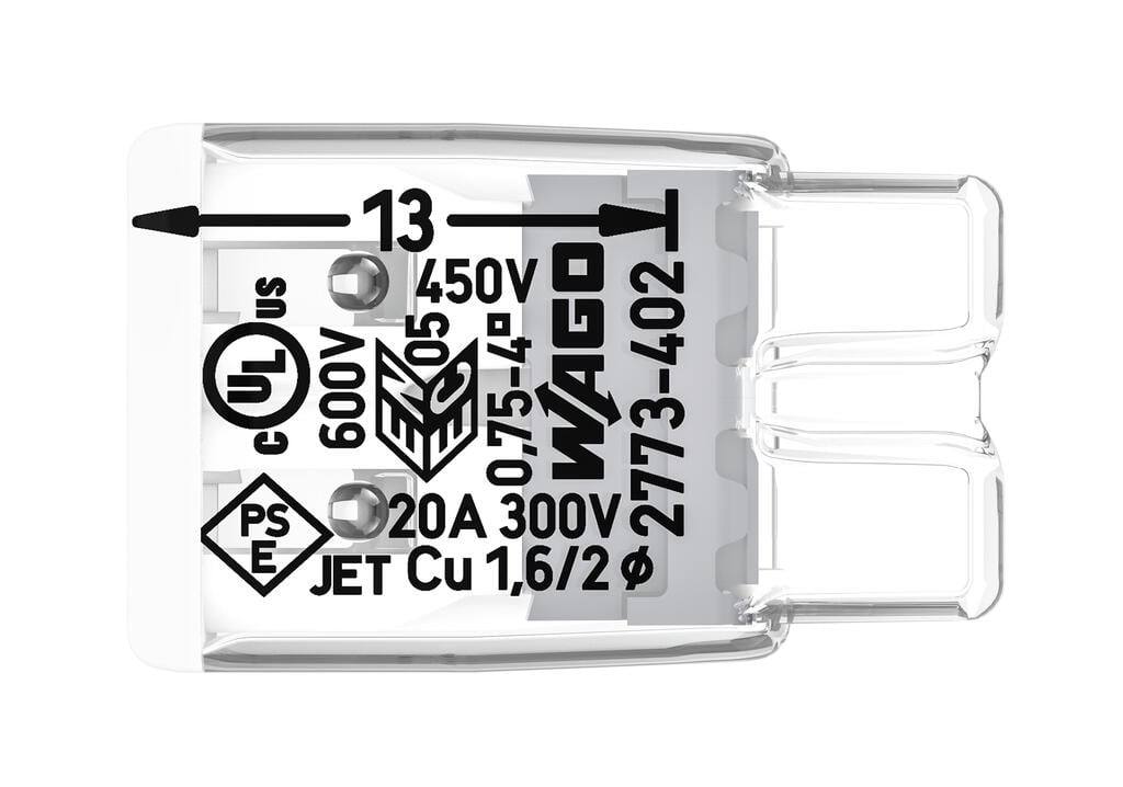 Wago 2773-402 32A 4mm² 2-Conductor Push Wire Splicing Connector (Pack of 120)