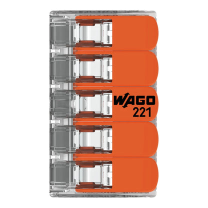 Wago 221-415 32A 4 mm² 5-conductor splicing connector with levers (Pack of 25)