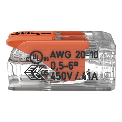 Wago 221-612 41A 6 mm² 2-conductor splicing connector with levers (Pack of 50)