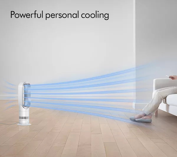 Dyson Hot+Cool™ Jet Focus AM09 fan heater in white/nickel