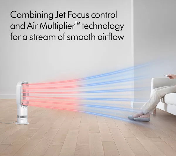 Dyson Hot+Cool™ Jet Focus AM09 fan heater in white/nickel