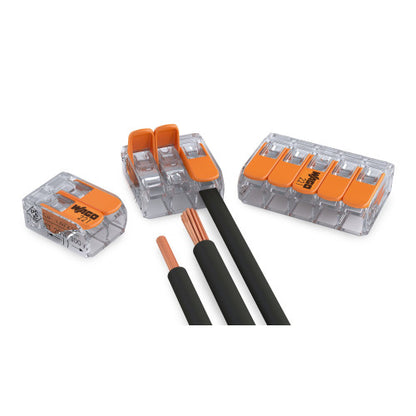 Wago 221 Series Compact Splicing Connectors, 0.14-6 mm2, Inline, 3, 4 & 5 Conductors.