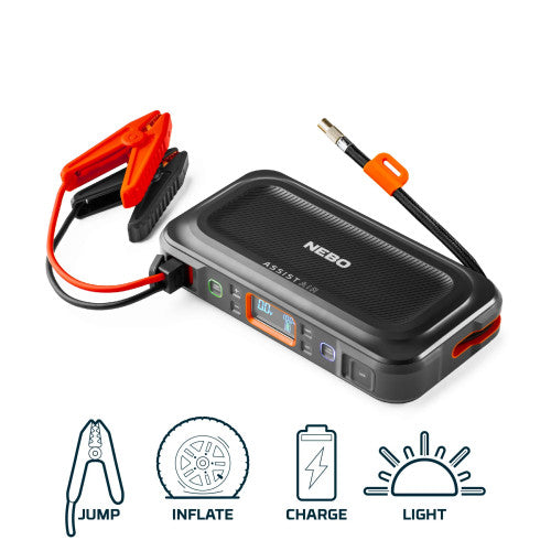 Nebo Assist™ Air All-In-One Jump Starter, Air-Compressor, Charger and Floodlight