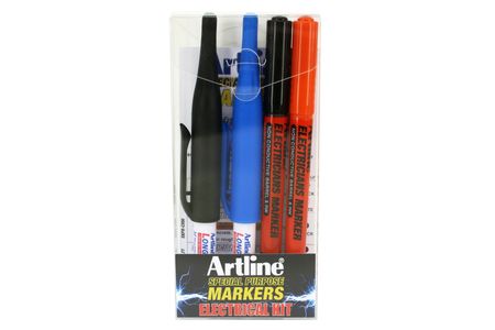 Artline Electricians Non-Conductive Instant Drying Permanent Marker Set (4 Piece)