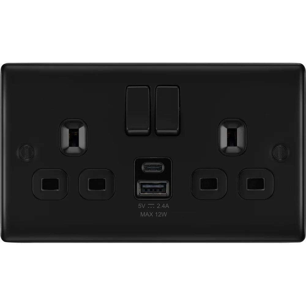 BG Nexus Decorative Matt Black Wiring Accessories Complete Range