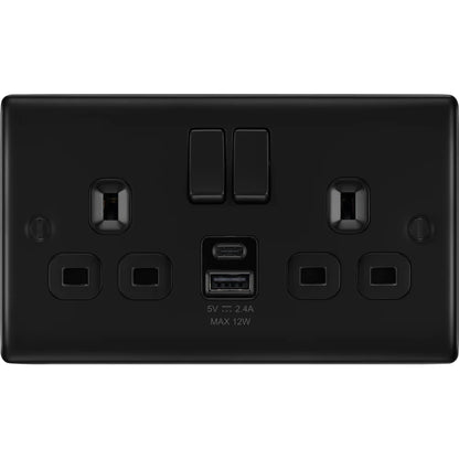 BG Nexus Decorative Matt Black Wiring Accessories Complete Range