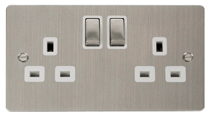 Click Define Stainless Steel Flat Plate Switches Sockets USB Ingot White