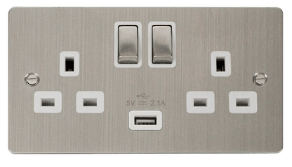 Click Define Stainless Steel Flat Plate Switches Sockets USB Ingot White