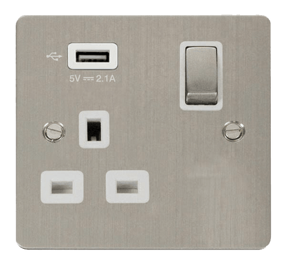 Click Define Stainless Steel Flat Plate Switches Sockets USB Ingot White