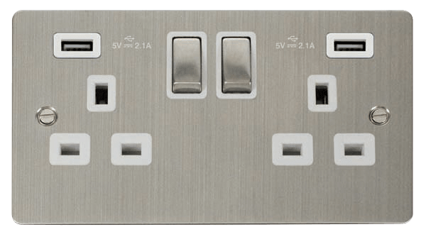 Click Define Stainless Steel Flat Plate Switches Sockets USB Ingot White