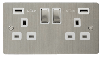 Click Define Stainless Steel Flat Plate Switches Sockets USB Ingot White