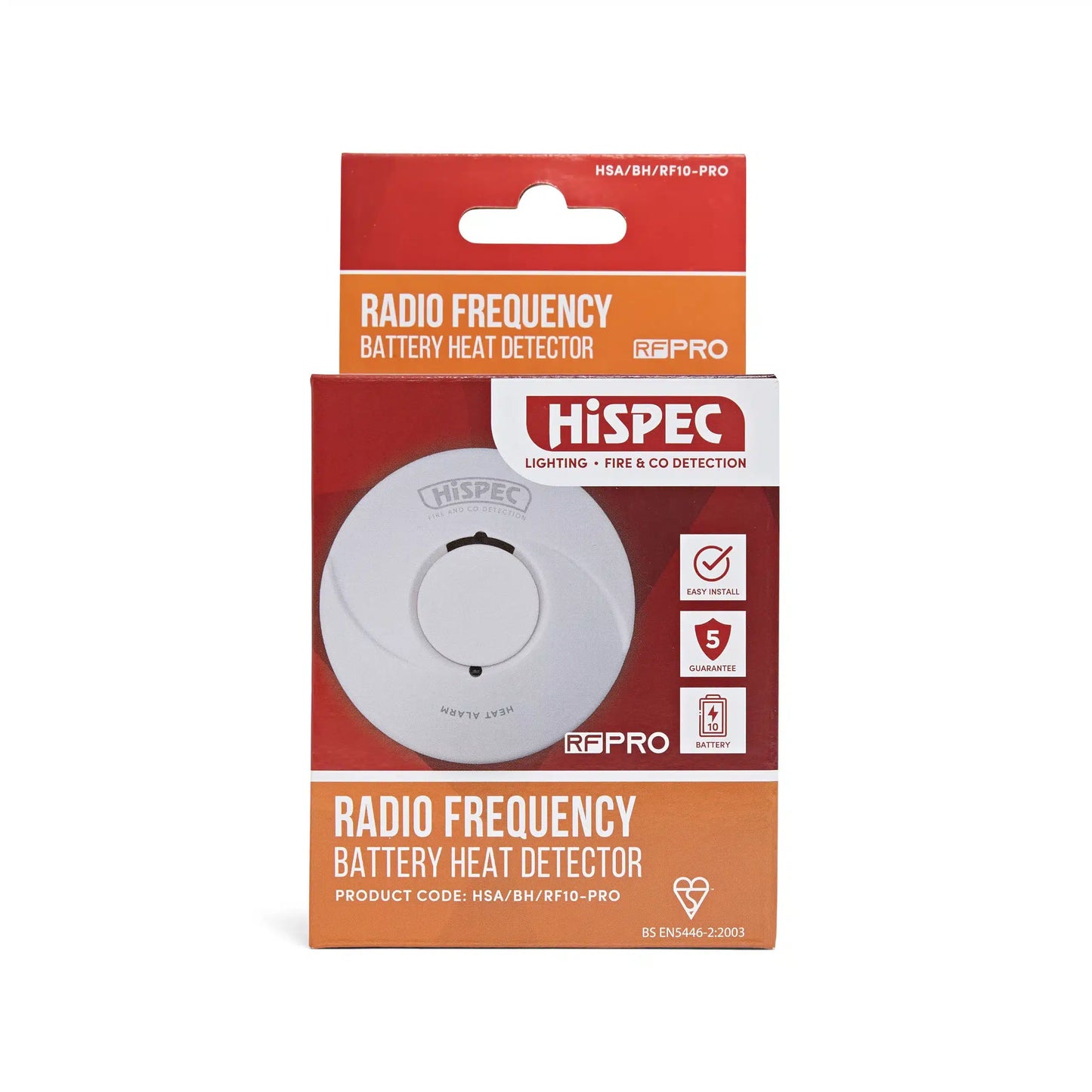 Hispec Wireless Radio Frequency 10yr Lithium Battery Powered Heat Detector