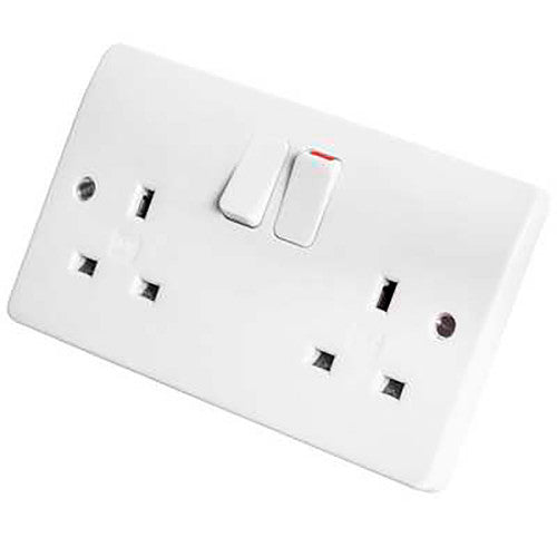 MK K2747WHI Logic Plus 13A Double Pole 2 Gang Twin Switched Socket White