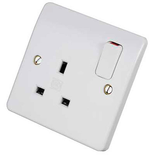 MK K2757WHI Logic Plus 13A Double Pole 1 Gang Single Switched Socket White