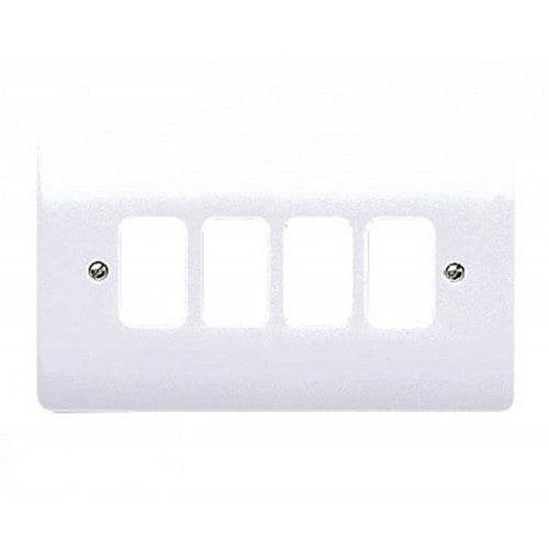 MK Grid Plus Complete Range, Plates, Modules, Yokes, Back Boxes, White, Metal Clad