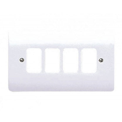 MK Grid Plus Complete Range, Plates, Modules, Yokes, Back Boxes, White, Metal Clad
