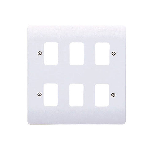 MK Grid Plus Complete Range, Plates, Modules, Yokes, Back Boxes, White, Metal Clad
