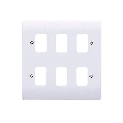 MK Grid Plus Complete Range, Plates, Modules, Yokes, Back Boxes, White, Metal Clad