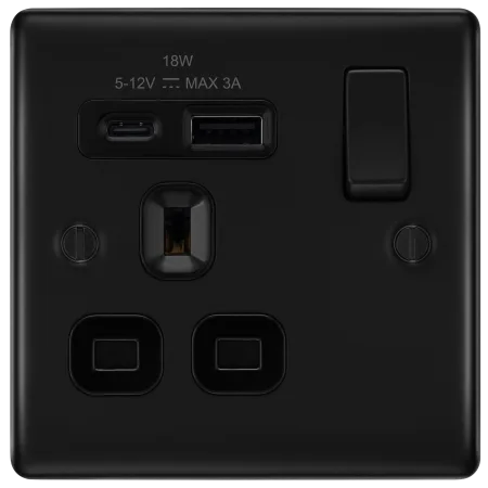 BG Nexus Decorative Matt Black Wiring Accessories Complete Range