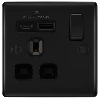 BG Nexus Decorative Matt Black Wiring Accessories Complete Range