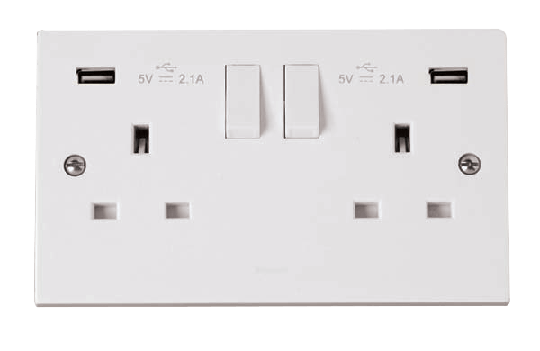 Click Polar Premium White Square Edge Switches, Sockets & Accessories