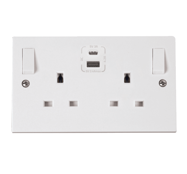 Click Polar Premium White Square Edge Switches, Sockets & Accessories