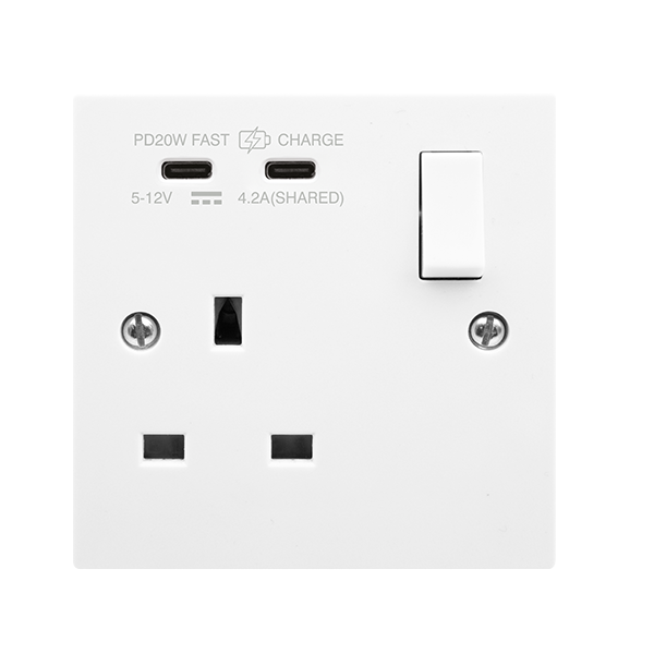 Click Polar Premium White Square Edge Switches, Sockets & Accessories