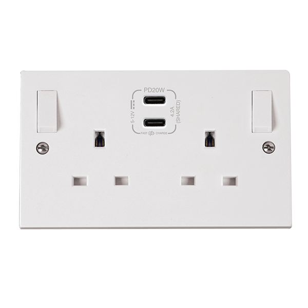 Click Polar Premium White Square Edge Switches, Sockets & Accessories