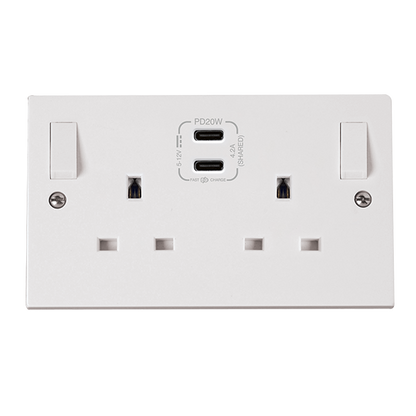Click Polar Premium White Square Edge Switches, Sockets & Accessories