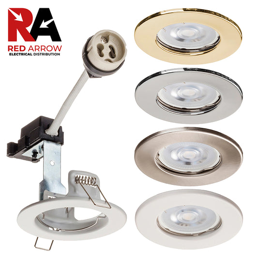 Red Arrow Hoop Series Fixed GU10 Steel Downlights White, Chrome, Satin, Brass