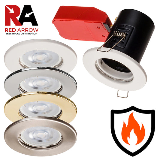 Red Arrow Ignis Fire Rated GU10 Steel Downlights White, Chrome, Satin, Brass