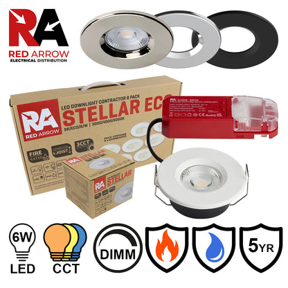 Red Arrow 6W 4CCT Ultra-Slim Fire Rated IP65 Dimmable LED Downlight