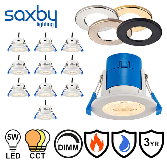 Saxby ShieldECO 5W CCT Dimmable IP65 Fire Rated Downlight