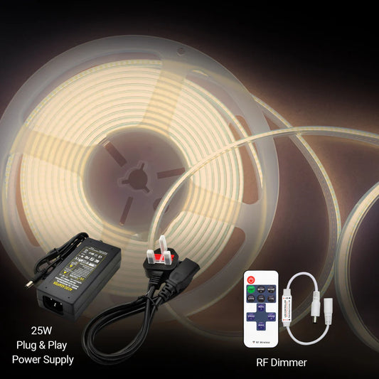 Ener-J Plug-in Self-Adhesive Cuttable Dotless LED Flexible Strip Kit White IP20 (5m)
