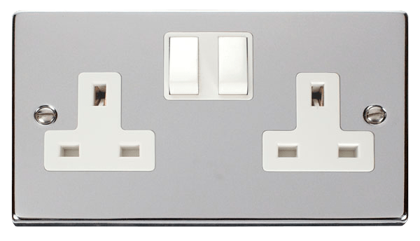 Click Deco Polished Chrome Wiring Accessories Switches Sockets USB White Inserts