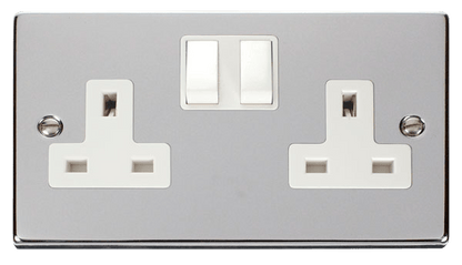 Click Deco Polished Chrome Wiring Accessories Switches Sockets USB White Inserts