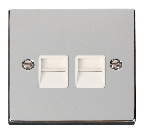 Click Deco Polished Chrome Wiring Accessories Switches Sockets USB White Inserts