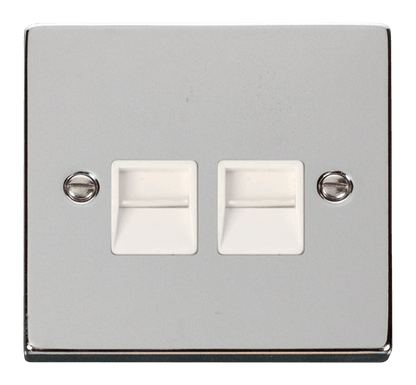 Click Deco Polished Chrome Wiring Accessories Switches Sockets USB White Inserts