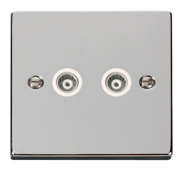 Click Deco Polished Chrome Wiring Accessories Switches Sockets USB White Inserts