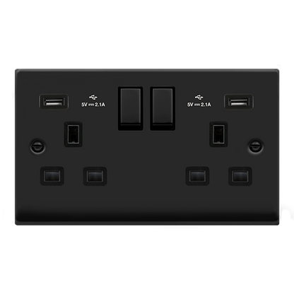 Click Deco Matt Black Wiring Accessories Switches Sockets USB Complete Range