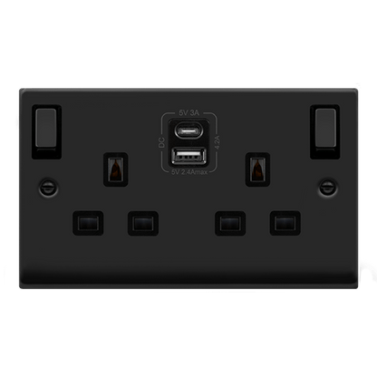 Click Deco Matt Black Wiring Accessories Switches Sockets USB Complete Range