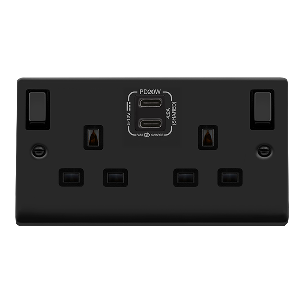 Click Deco Matt Black Wiring Accessories Switches Sockets USB Complete Range