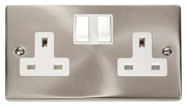 Click Deco Satin Chrome Wiring Accessories Switches Sockets USB White Inserts